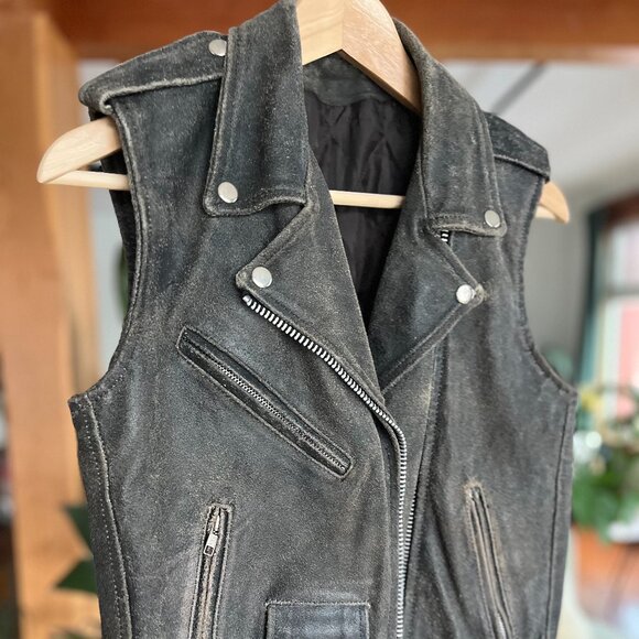 Vintage Genuine Leather Motorcycle Vest (70s-80s) - Picture 2 of 7